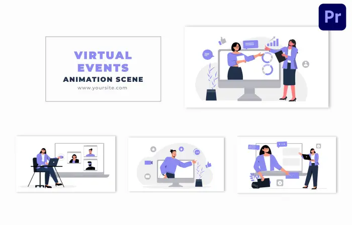 Interactive Virtual Events Flat Vector Animation Scene